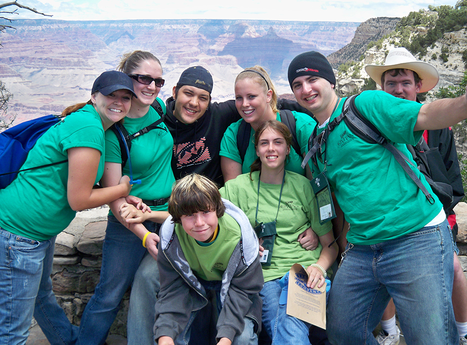 Camp Civitan members smile in front of the Grand Canyon