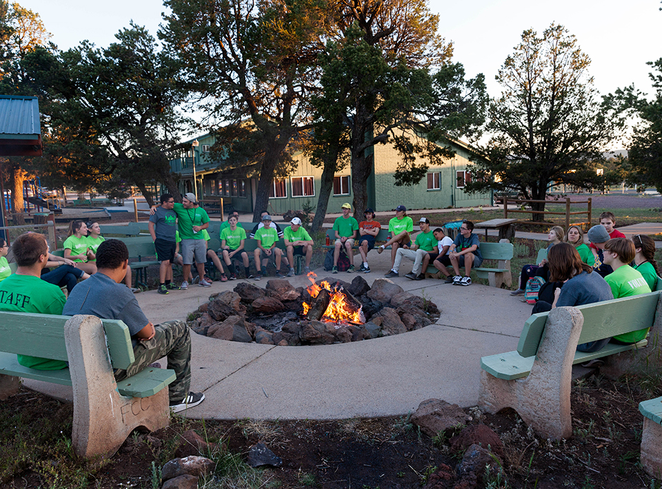 Camp fire ring - 960 Camp Civitan staff and campers enjoy time around the outdoors fire pit.