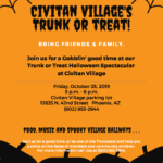 Poster promoting the Trunk or Treat event at Civitan Village on Oct. 25